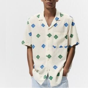 Zara Jacquard Diamond Shirt in Men's Size Medium